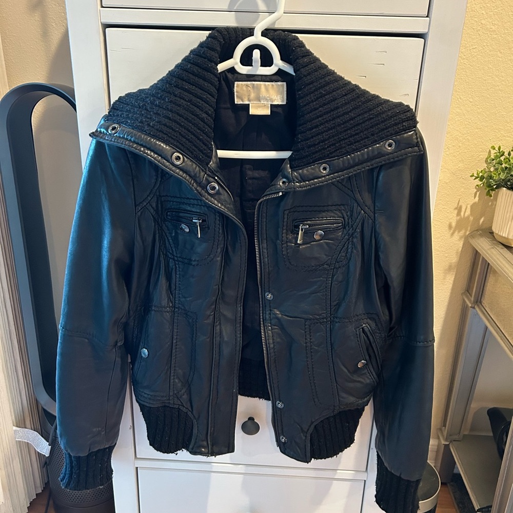 Michael Kors Black Quilted Leather Jacket